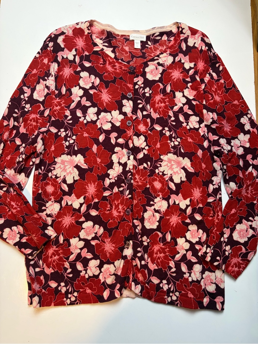 Garnet hill floral Signature Eco Merino Cardigan 10330